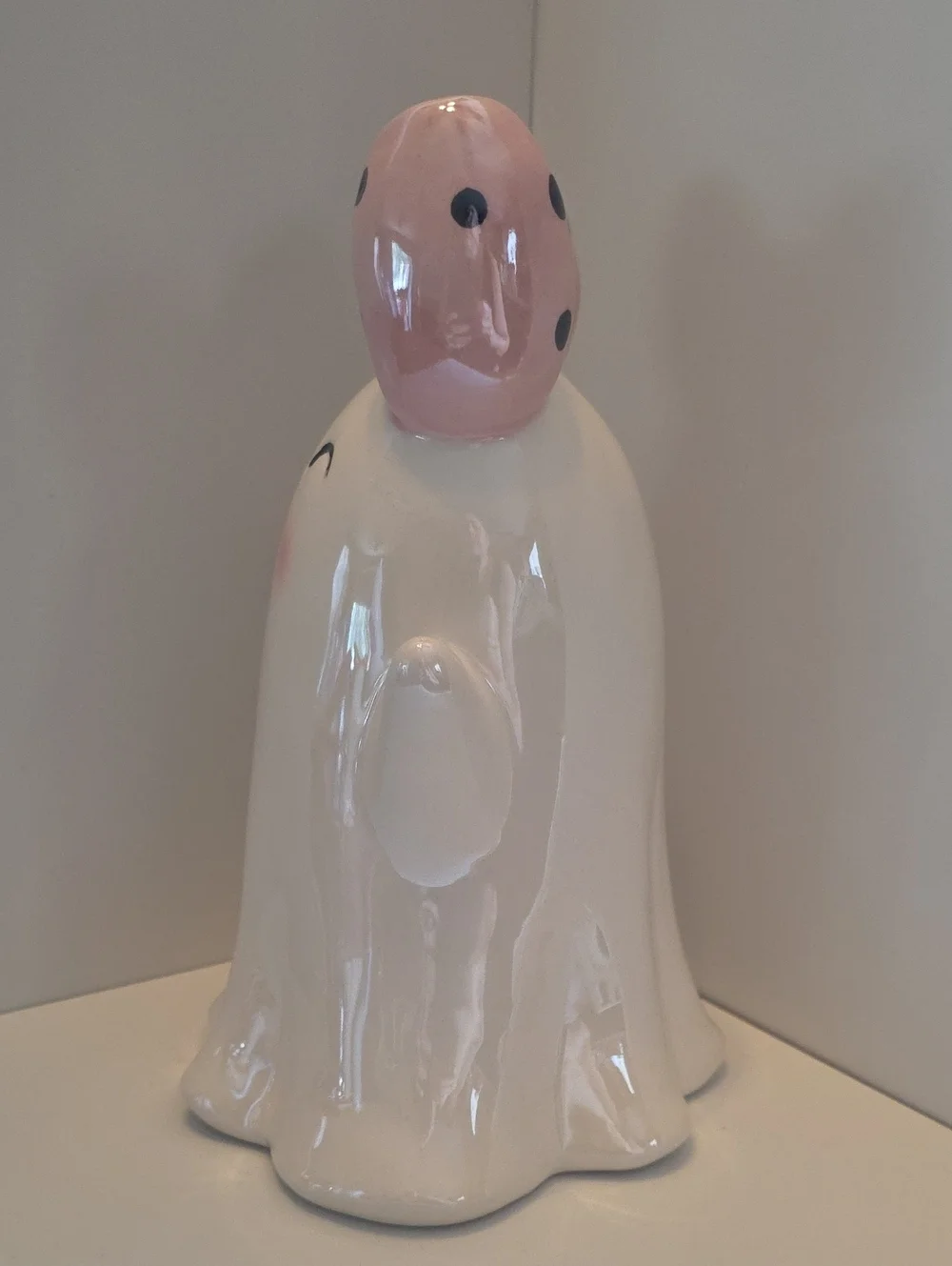 Viral Ceramic Halloween Ghost With Big Pink Bow & Ice Cream Cone 8.5